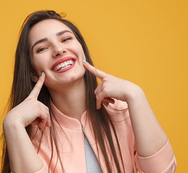 Lady shows off pretty smile