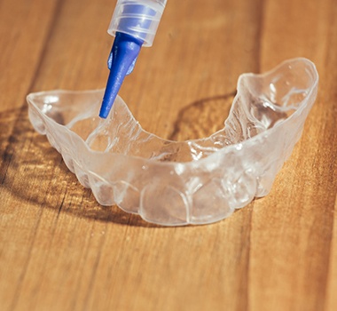 A take-home whitening tray from a cosmetic dentist.