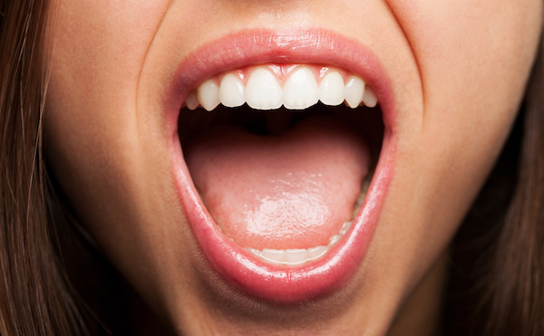 close-up of open mouth with perfect teeth